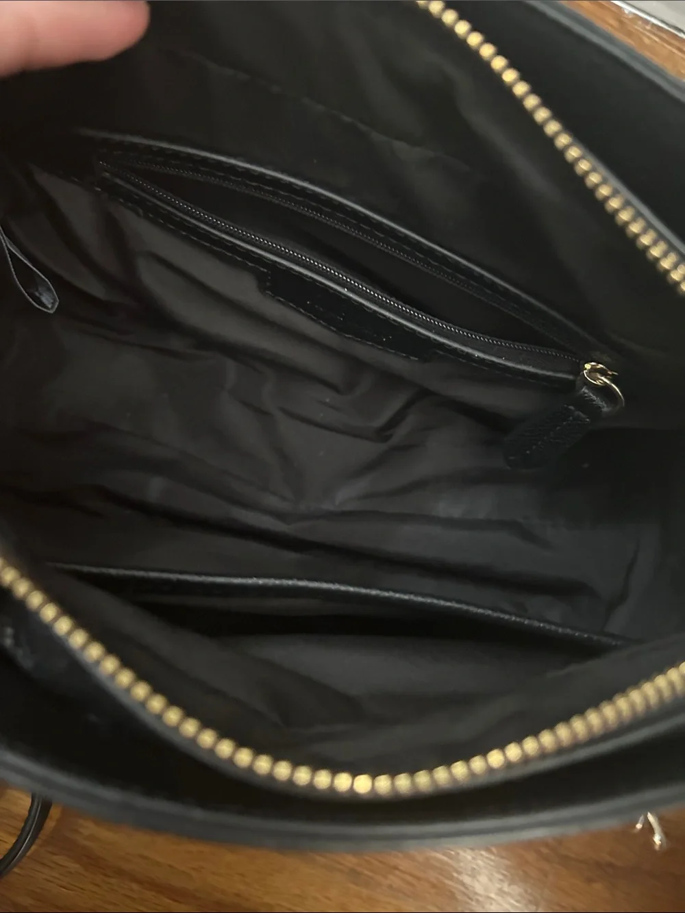 Nine West Black Pebbled Satchel Crossbody Purse with Gold Accents
